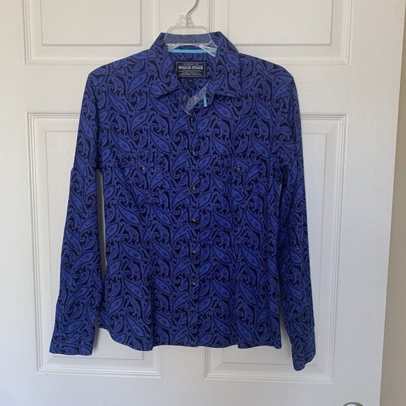 Panhandle Rough Stock Men's Medium Slim Pasiley Long Sleeve Snap Shirt - Picture 1 of 10